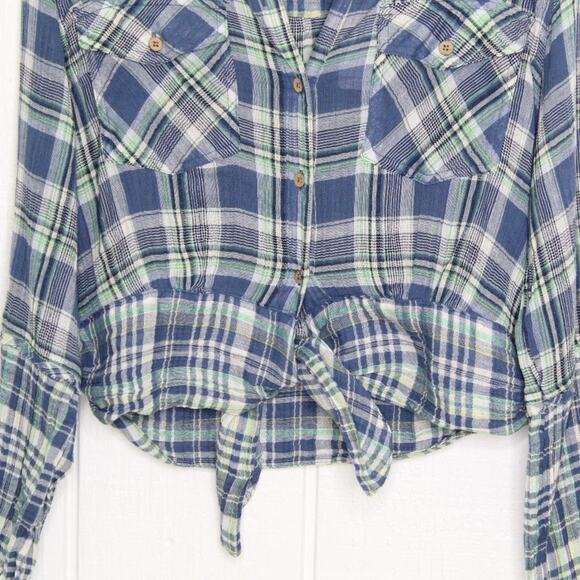 Free People Plaid First Bloom Long Sleeve Shirt S - Picture 5 of 12